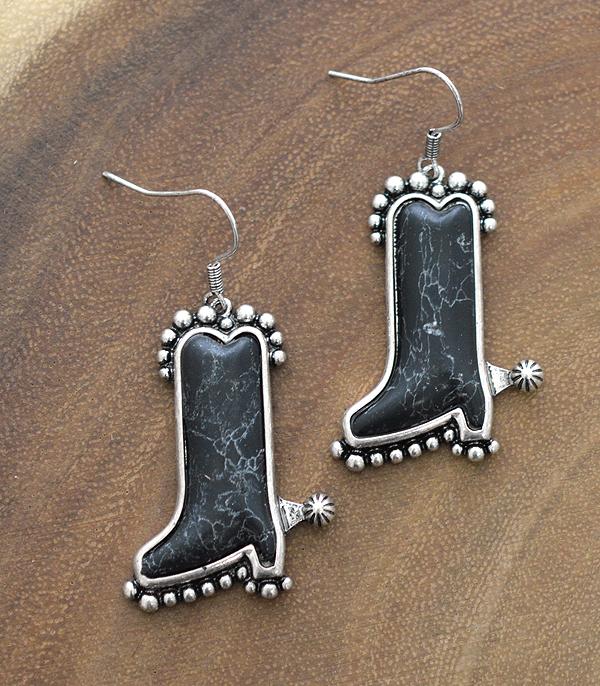 <font color=black>SALE ITEMS</font> :: JEWELRY :: Earrings :: Wholesale Western Turquoise Cowboy Boots Earrings