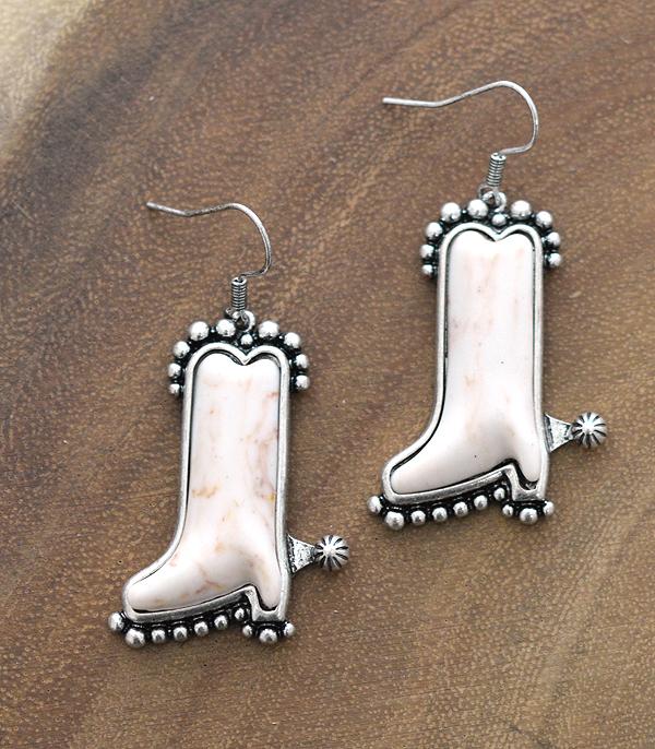 <font color=black>SALE ITEMS</font> :: JEWELRY :: Earrings :: Wholesale Western Turquoise Cowboy Boots Earrings