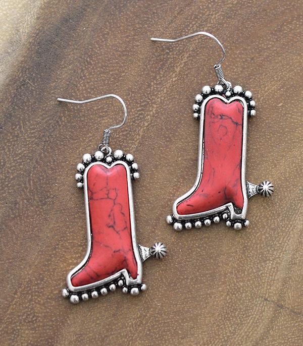 <font color=black>SALE ITEMS</font> :: JEWELRY :: Earrings :: Wholesale Western Turquoise Cowboy Boots Earrings