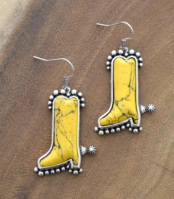 <font color=black>SALE ITEMS</font> :: JEWELRY :: Earrings :: Wholesale Western Turquoise Cowboy Boots Earrings