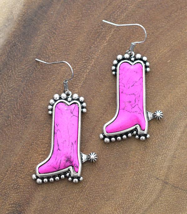 <font color=black>SALE ITEMS</font> :: JEWELRY :: Earrings :: Wholesale Western Turquoise Cowboy Boots Earrings