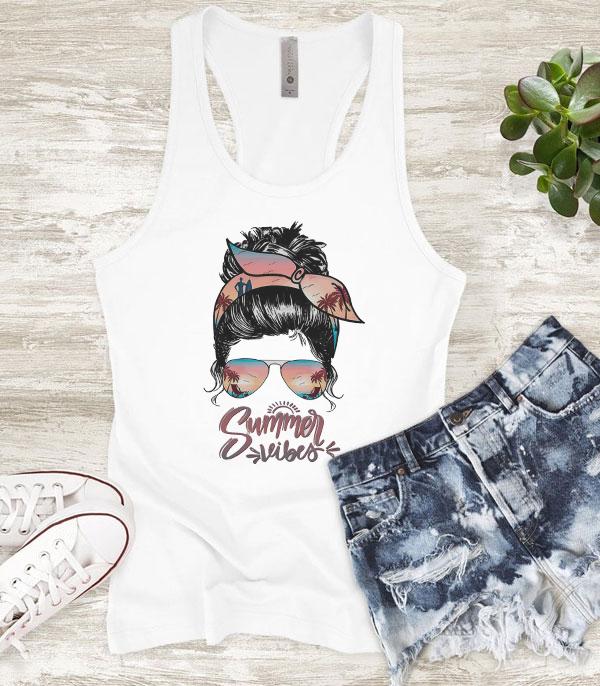 GRAPHIC TEES :: GRAPHIC TEES :: Wholesale Summer Vibes Girl Vintage Tank Top