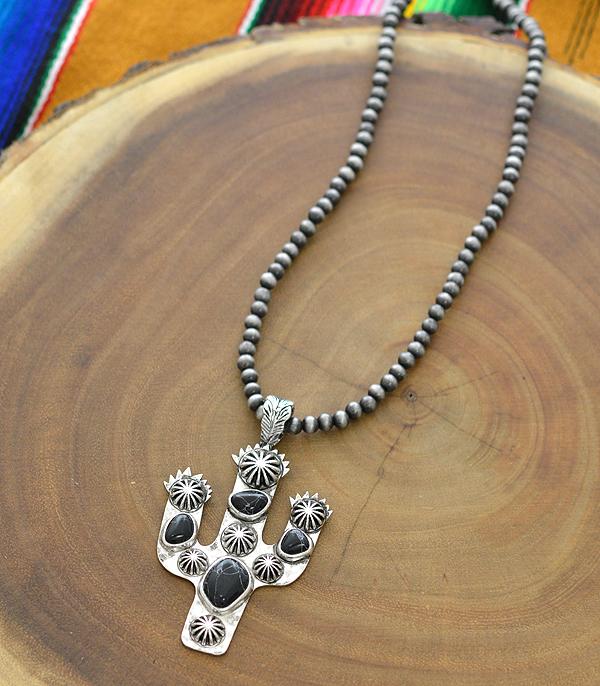 <font color=black>SALE ITEMS</font> :: JEWELRY :: Necklaces :: Wholesale Turquoise Stone Cactus Long Necklace