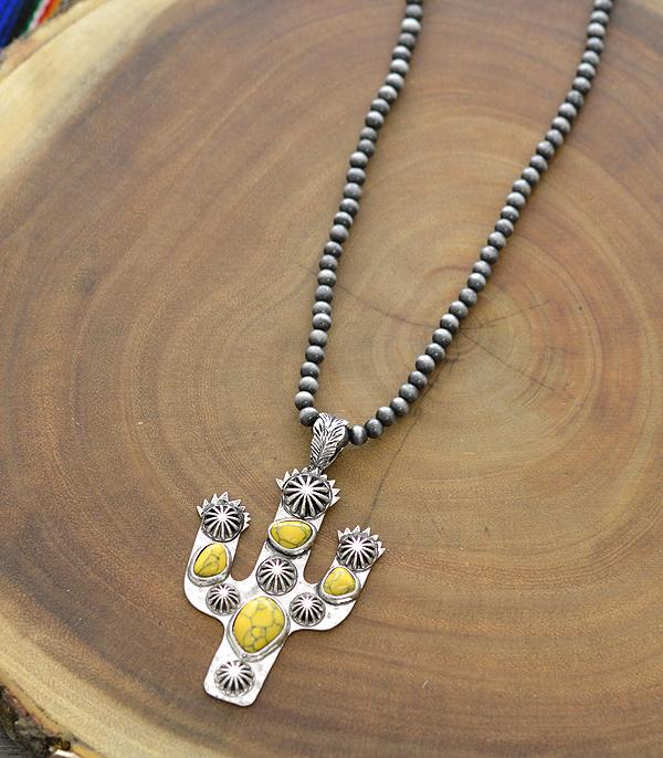 <font color=black>SALE ITEMS</font> :: JEWELRY :: Necklaces :: Wholesale Turquoise Stone Cactus Long Necklace