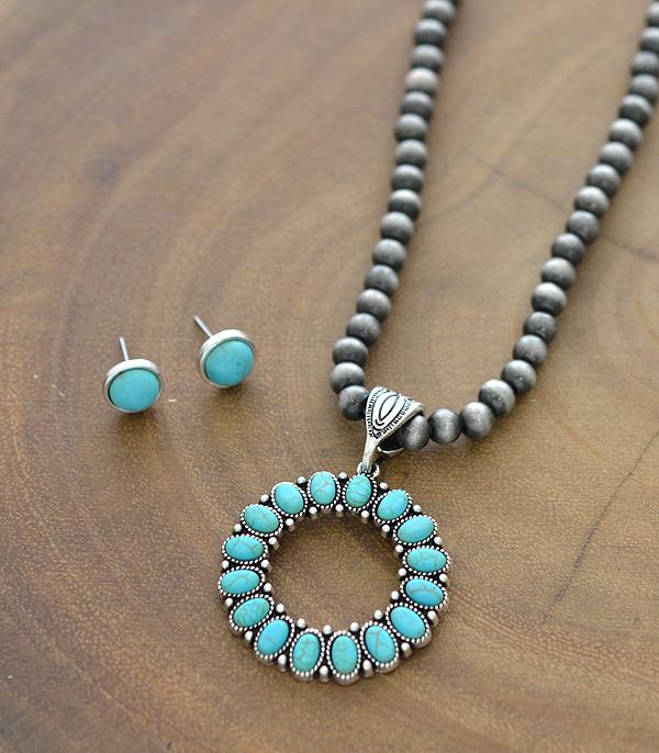 <font color=black>SALE ITEMS</font> :: JEWELRY :: Necklaces :: Wholesale Tipi Western Turquoise Necklace Set