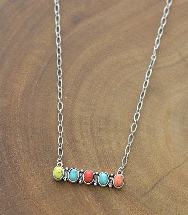 New Arrival :: Wholesale Turquoise Semi Stone Bar Necklace