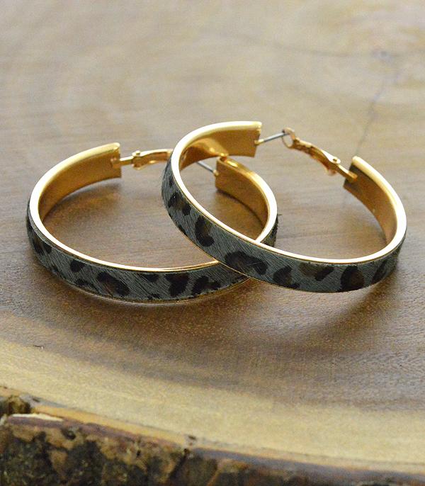 <font color=black>SALE ITEMS</font> :: JEWELRY :: Earrings :: Wholesale Leopard Leather Hoop Earrings