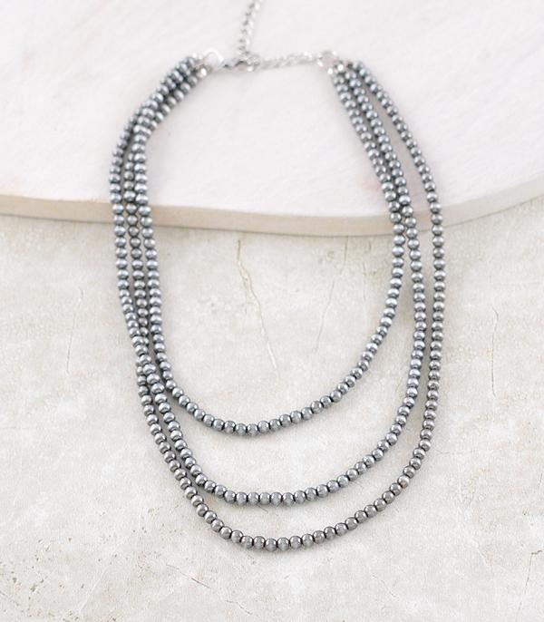 NECKLACES :: WESTERN TREND :: Wholesale 4mm Navajo Pearl Layered Necklace
