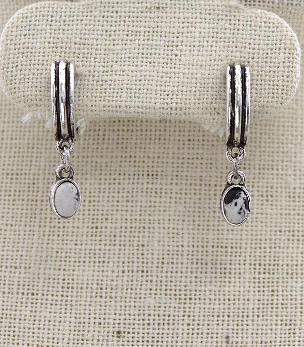 <font color=black>SALE ITEMS</font> :: JEWELRY :: Earrings :: Wholesale Semi Stone Dangle Hoop Earrings