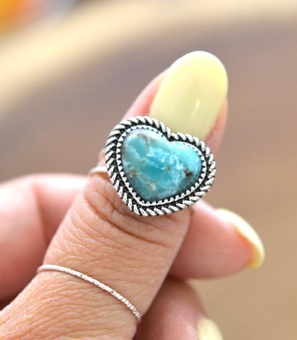 New Arrival :: Wholesale Turquoise Semi Stone Heart Ring