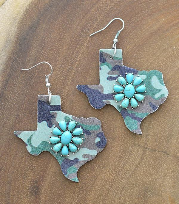 <font color=black>SALE ITEMS</font> :: JEWELRY :: Earrings :: Wholesale Tipi Texas Map Turquoise Earrings