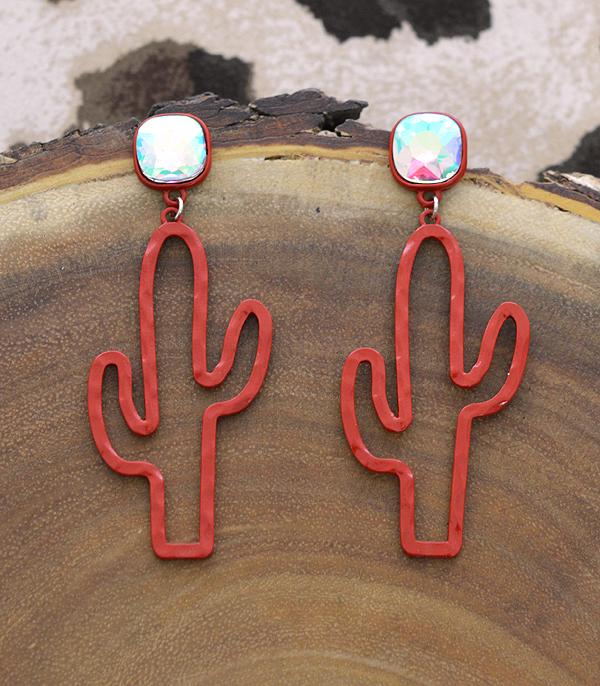 <font color=black>SALE ITEMS</font> :: JEWELRY :: Earrings :: Wholesale Cactus Glass Stone Post Earrings