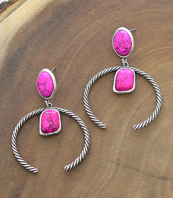 <font color=#FF6EC7>PINK COWGIRL</font> :: Wholesale Western Squash Blossom Earrings