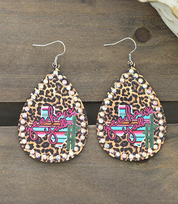 <font color=black>SALE ITEMS</font> :: JEWELRY :: Earrings :: Wholesale Leopard Texas Map Teardrop Earrings