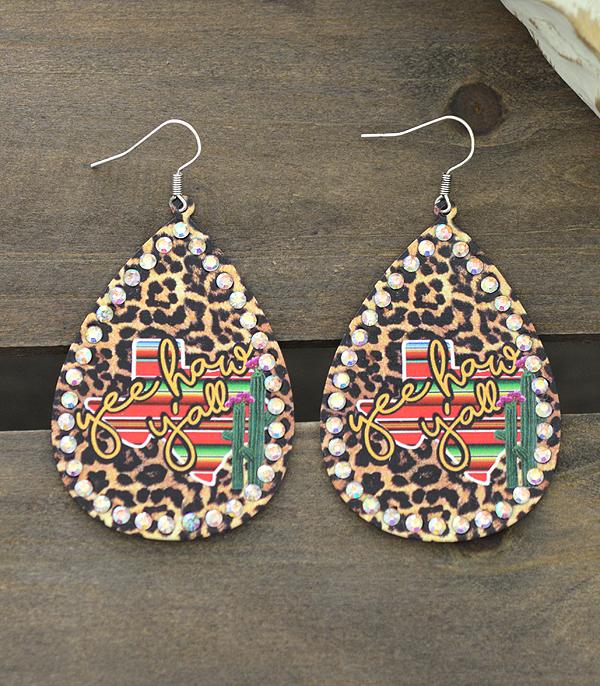 <font color=black>SALE ITEMS</font> :: JEWELRY :: Earrings :: Wholesale Leopard Texas Map Teardrop Earrings