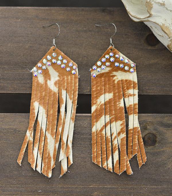 <font color=black>SALE ITEMS</font> :: JEWELRY :: Earrings :: Wholesale Leather Cowhide Bling Fringe Earrings