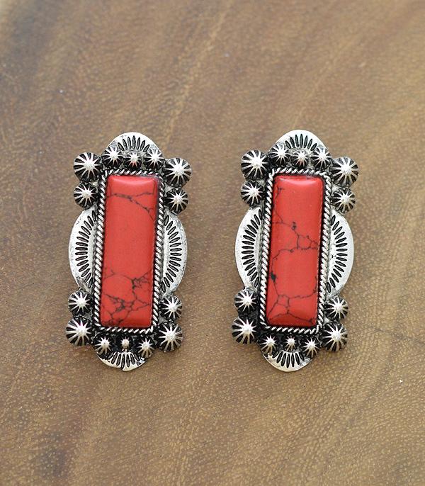 EARRINGS :: WESTERN POST EARRINGS :: Wholesale Western Semi Stone Concho Post Earrings