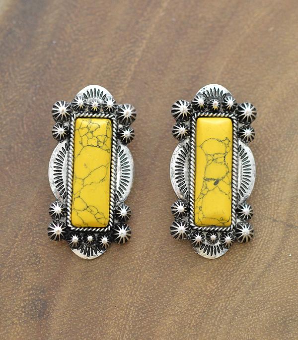 EARRINGS :: WESTERN POST EARRINGS :: Wholesale Western Semi Stone Concho Post Earrings