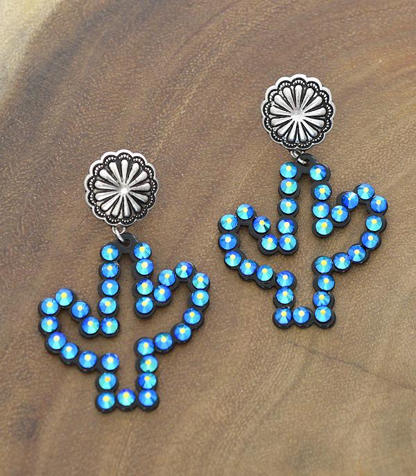 <font color=black>SALE ITEMS</font> :: JEWELRY :: Earrings :: Wholesale Concho Post Rhinestone Cactus Earrings