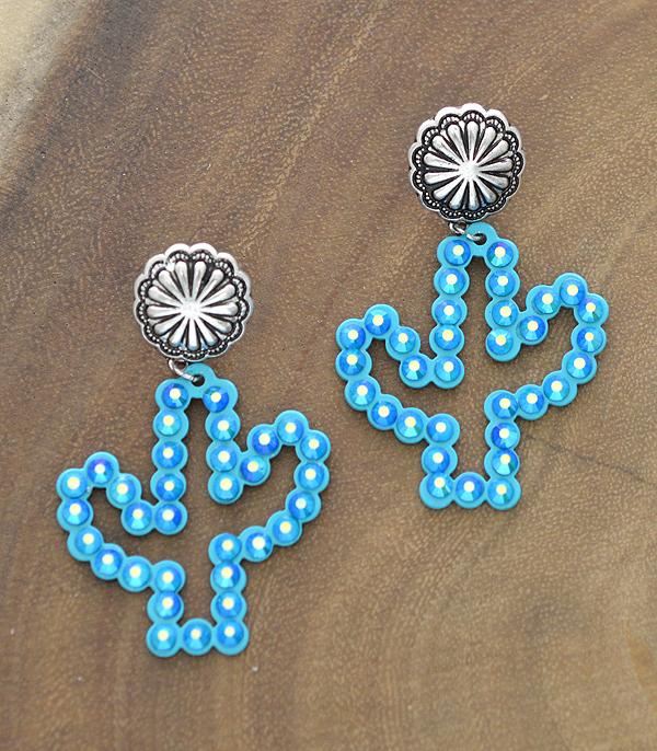 <font color=black>SALE ITEMS</font> :: JEWELRY :: Earrings :: Wholesale Concho Post Rhinestone Cactus Earrings