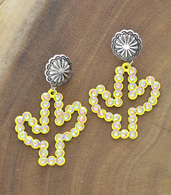 <font color=black>SALE ITEMS</font> :: JEWELRY :: Earrings :: Wholesale Concho Post Rhinestone Cactus Earrings