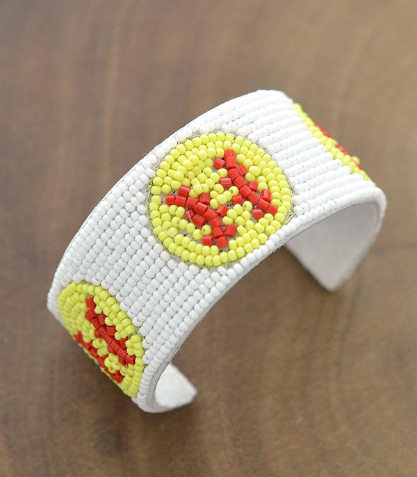 BRACELETS :: CUFF :: Wholesale Seed Bead Softball Cuff Bracelet