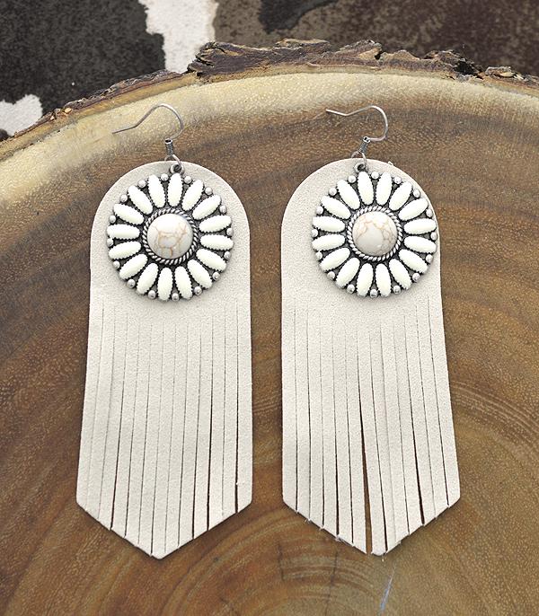 <font color=black>SALE ITEMS</font> :: JEWELRY :: Earrings :: Wholesale Western Concho Leather Fringe Earrings