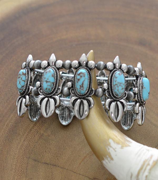 <font color=Turquoise>TURQUOISE JEWELRY</font> :: Wholesale Turquoise Squash Blossom Bracelet