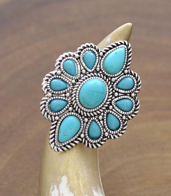 New Arrival :: Wholesale Turquoise Semi Stone Stretch Ring