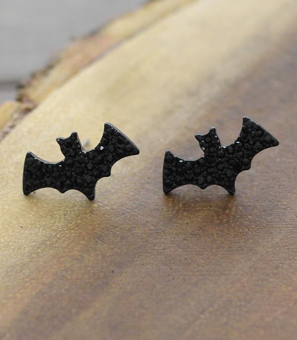 New Arrival :: Wholesale Rhinestone Bat Post Earrings