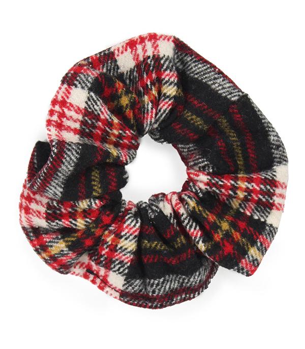 HATS I HAIR ACC :: HAIR ACCESSORIES :: Wholesale Plaid Print Hair Scrunchie