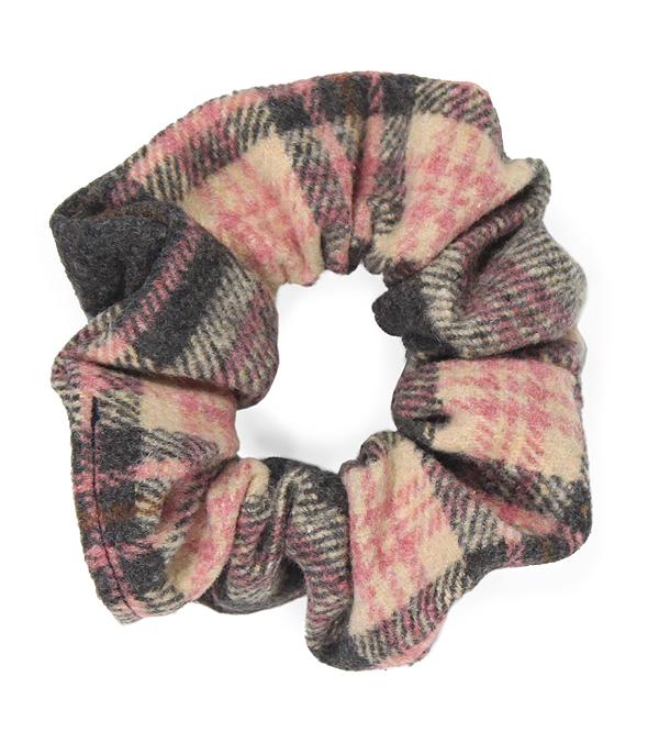 HATS I HAIR ACC :: HAIR ACCESSORIES :: Wholesale Plaid Print Hair Scrunchie