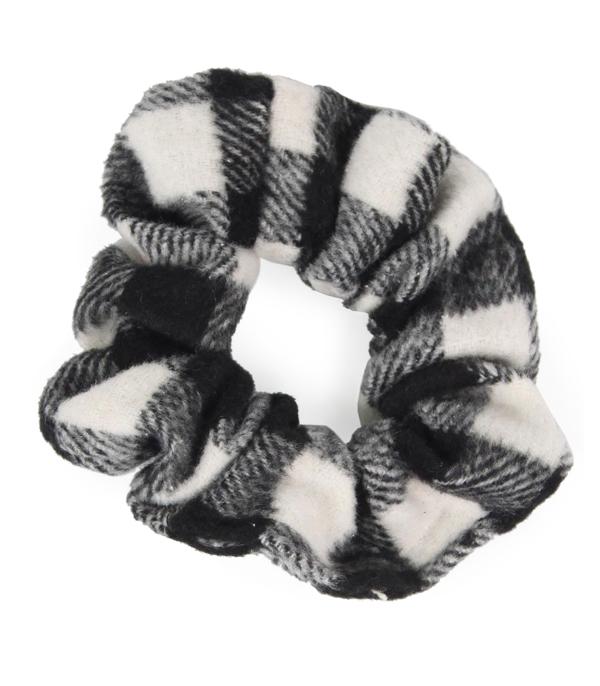 HATS I HAIR ACC :: HAIR ACCESSORIES :: Wholesale Buffalo Plaid Print Hair Scrunchie