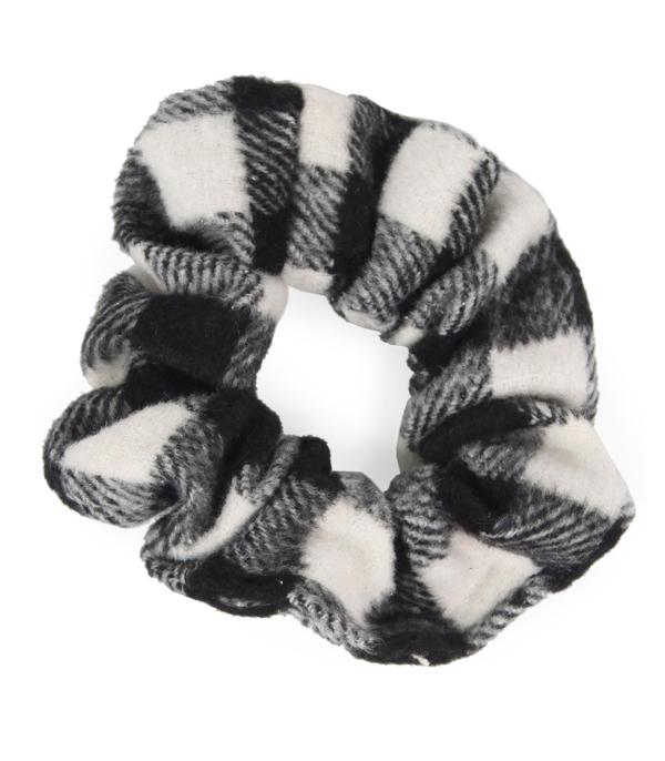 HATS I HAIR ACC :: HAIR ACC I HEADBAND :: Wholesale Buffalo Plaid Print Hair Scrunchie