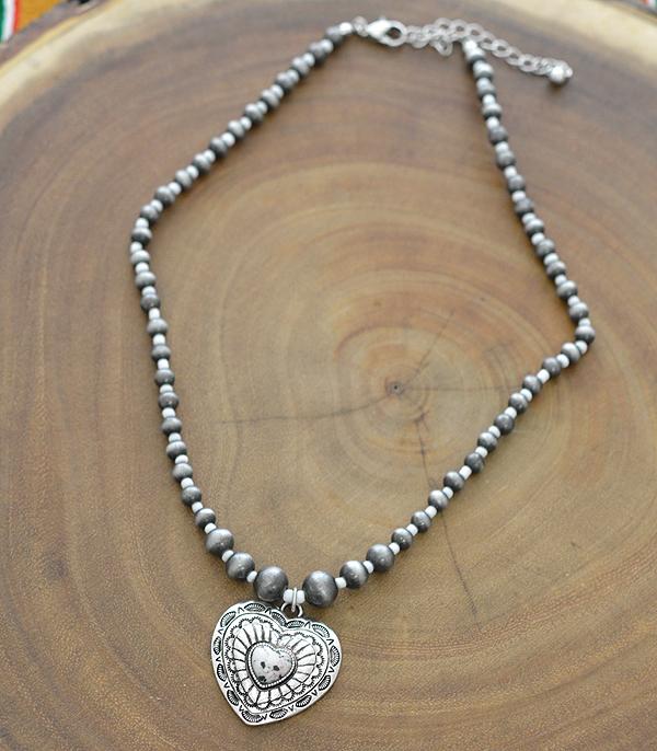 NECKLACES :: TRENDY :: Wholesale Western Howlite Heart Navajo Necklace