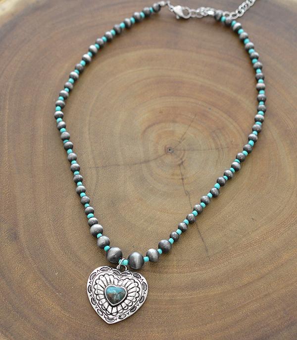 NECKLACES :: TRENDY :: Wholesale Western Turquoise Heart Navajo Necklace