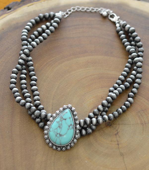 NECKLACES :: CHOKER | INSPIRATION :: Wholesale Western Turquoise Navajo Bead Choker 