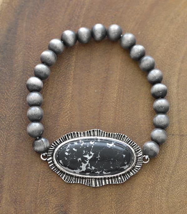 BRACELETS :: STRETCH-BEAD :: Wholesale Western Semi Stone Navajo Pearl Bracelet