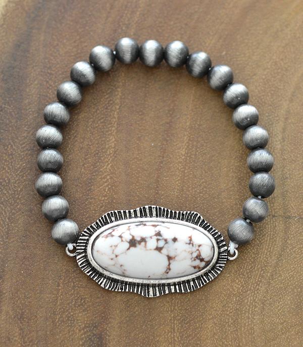 BRACELETS :: STRETCH-BEAD :: Wholesale Western Semi Stone Navajo Pearl Bracelet