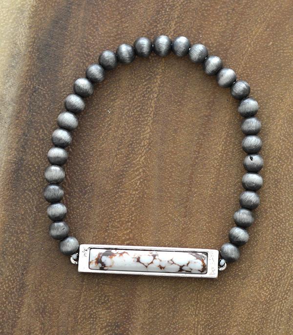 BRACELETS :: STRETCH-BEAD :: Wholesale Western Semi Stone Navajo Pearl Bracelet