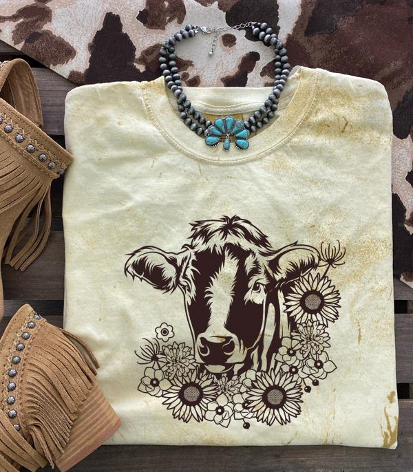 GRAPHIC TEES :: GRAPHIC TEES :: Wholesale Comfort Colors Tie Dye Floral Cow Tshirt