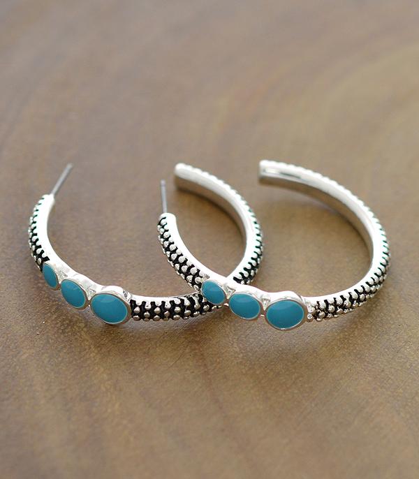<font color=black>SALE ITEMS</font> :: JEWELRY :: Earrings :: Wholesale Epoxy Turquoise Hoop Earrings