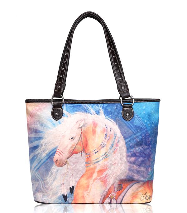 MONTANAWEST BAGS :: WESTERN PURSES :: Wholesale Montana West Horse Print Canvas Tote