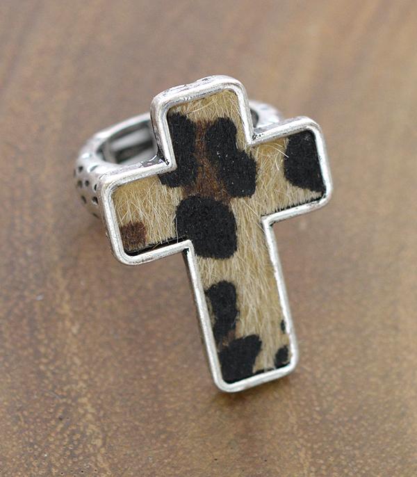 RINGS :: Wholesale Animal Faux Hide Cross Ring