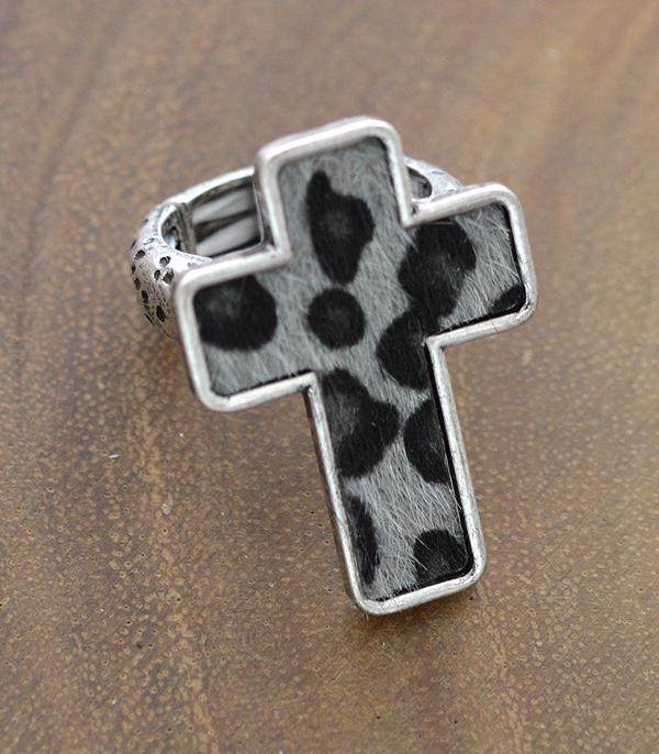 RINGS :: Wholesale Animal Faux Hide Cross Ring