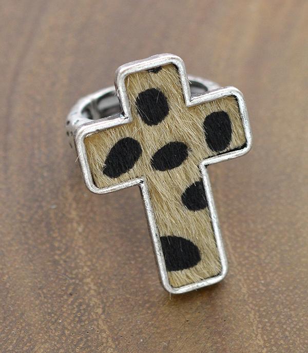 RINGS :: Wholesale Animal Faux Hide Cross Ring