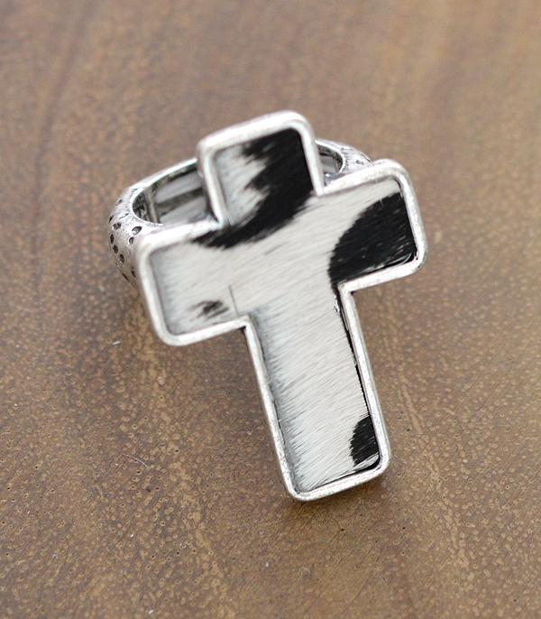 New Arrival :: Wholesale Animal Faux Hide Cross Ring