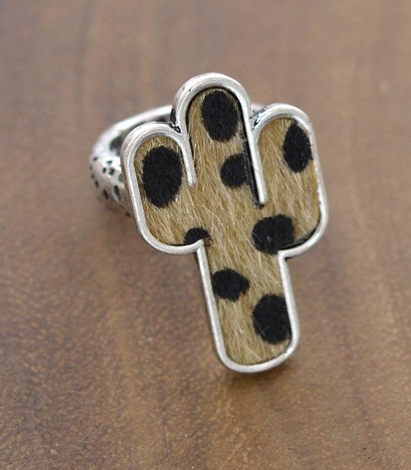 New Arrival :: Wholesale Animal Faux Hide Cactus ring