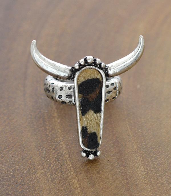 RINGS :: Wholesale Animal Faux Hide Longhorn Ring