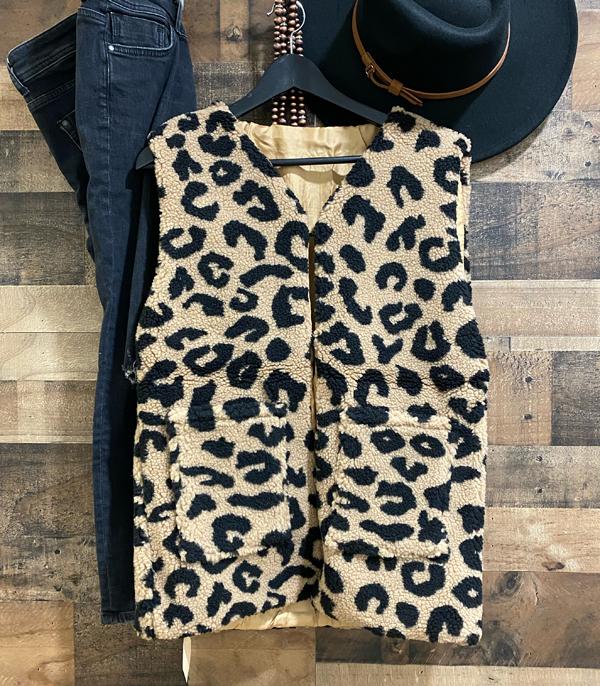 New Arrival :: Wholesale Leopard Print Sherpa Teddy Vest